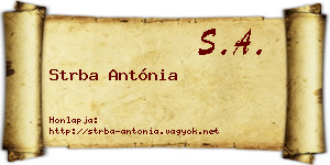 Strba Antónia névjegykártya